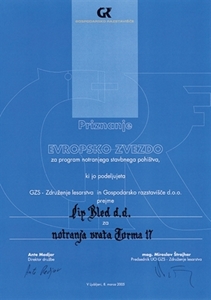 Picture of 1. nagrada Europska zvijezda 2006. i 2005. za protupožarna vratna krila s intarzijom